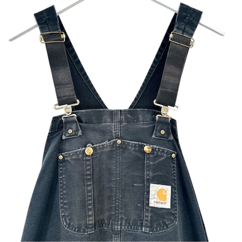 Vintage Carhartt Black Insulated Loose Fit Mechanic’s Denim Overalls Jumpsuit - Picture 3 of 11